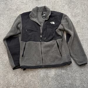 North Face Denali Jacket Mens Small Gray Black Polartec Fleece Full Zip Outdoor